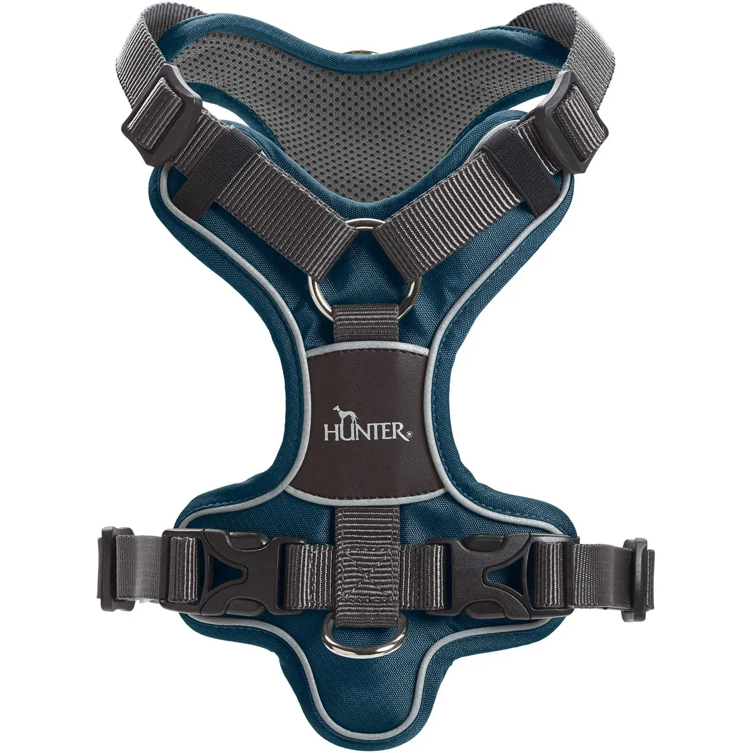 Hunter Divo hundesele XS petrol/grå just mave 34-47 cm - Stabil pasform og synlig sikkerhed